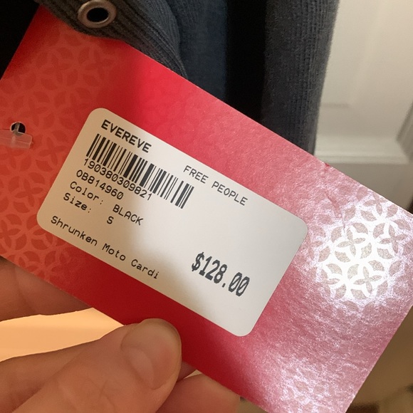 Free People at Evereve Shrunken Moto Cardigan Sz S NWT - Picture 11 of 16